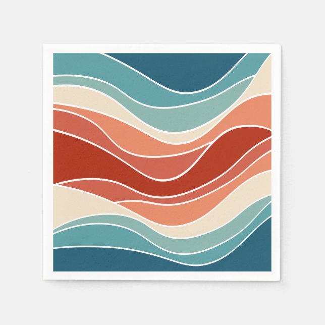 Multicolor retro style waves napkin (Front)