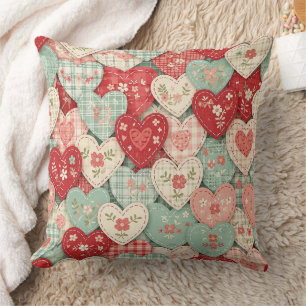 Multicolor Rustic Heart Quilt Block Cushion
