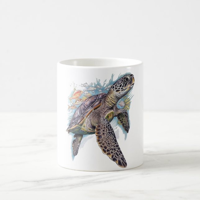 Multicolor sea turtle coffee mug (Center)