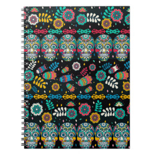 Multicolor seamless pattern. Boho style decorated Notebook