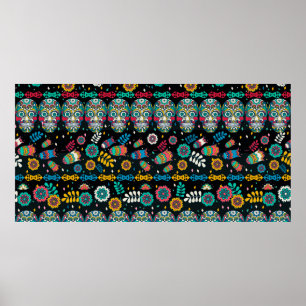 Multicolor seamless pattern. Boho style decorated  Poster