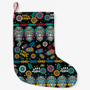 Multicolor seamless pattern. Boho style decorated Small Christmas Stocking