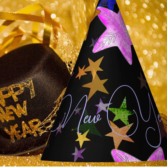Multicolor shining stars-Happy New Year! Party Hat (Creator Uploaded)