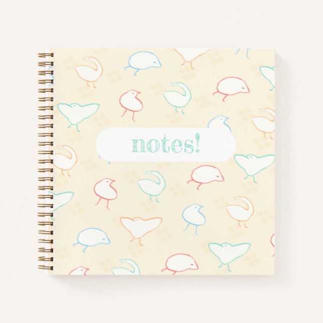 Multicolor Silly Birds Spiral Notebook (Front)