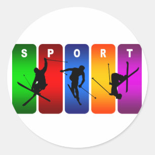 Multicolor Ski Emblem Classic Round Sticker