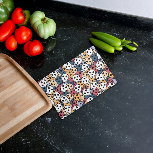 Multicolor Skulls Pattern Tea Towel (Kitchen Towel)