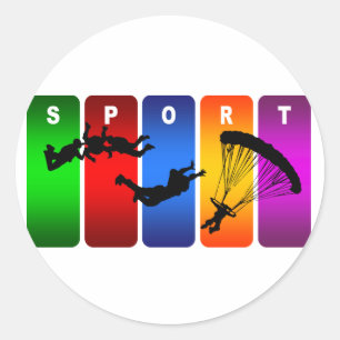 Multicolor Skydiving Emblem Classic Round Sticker