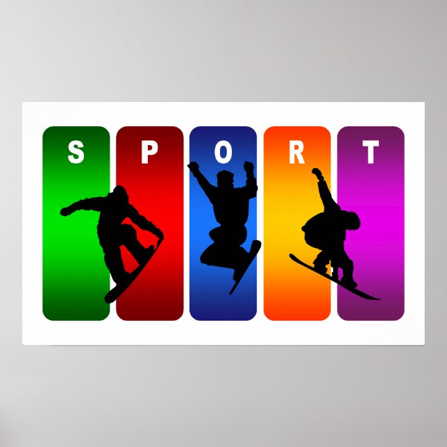 Multicolor Snowboarding Emblem Poster (Front)