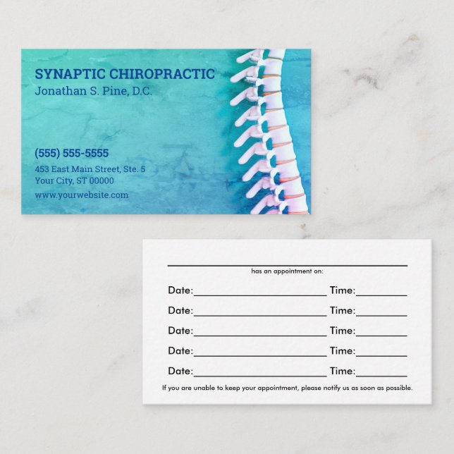 Multicolor Spine Art Chiropractic Appointment Card (Front/Back)