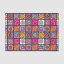 Multicolor spiritual mandala floral tiled pattern