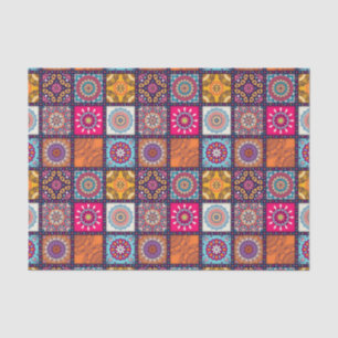 Multicolor spiritual mandala floral tiled pattern tissue paper