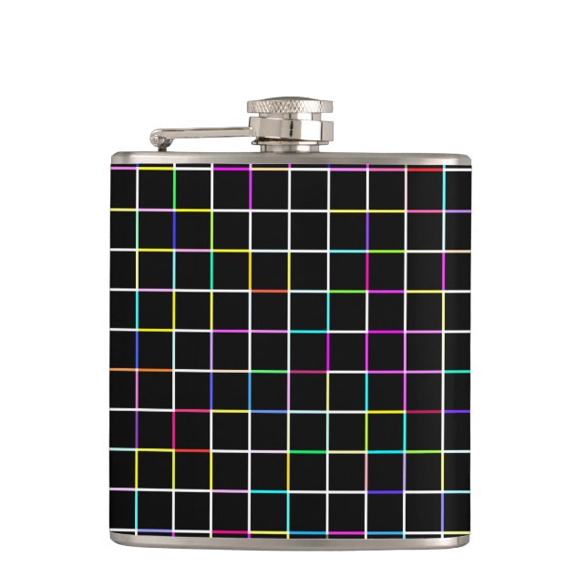 Multicolor Square Lined Pattern Hip Flask (Front)