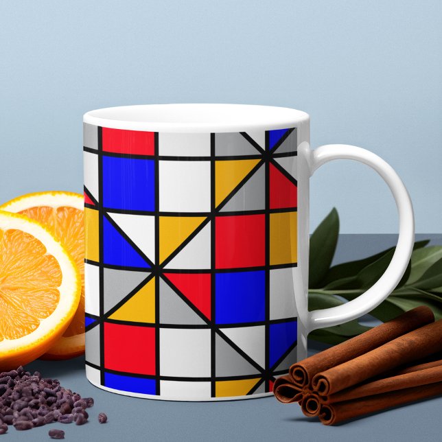 Multicolor Squares Geometric Pattern Coffee Mug (Mugs)