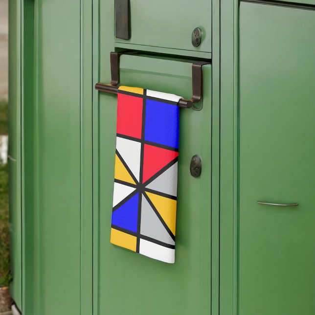 Multicolor Squares Geometric Pattern Tea Towel (Kitchen Towel)