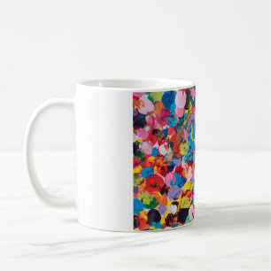 multicolor stained background made with paintbrush coffee mug