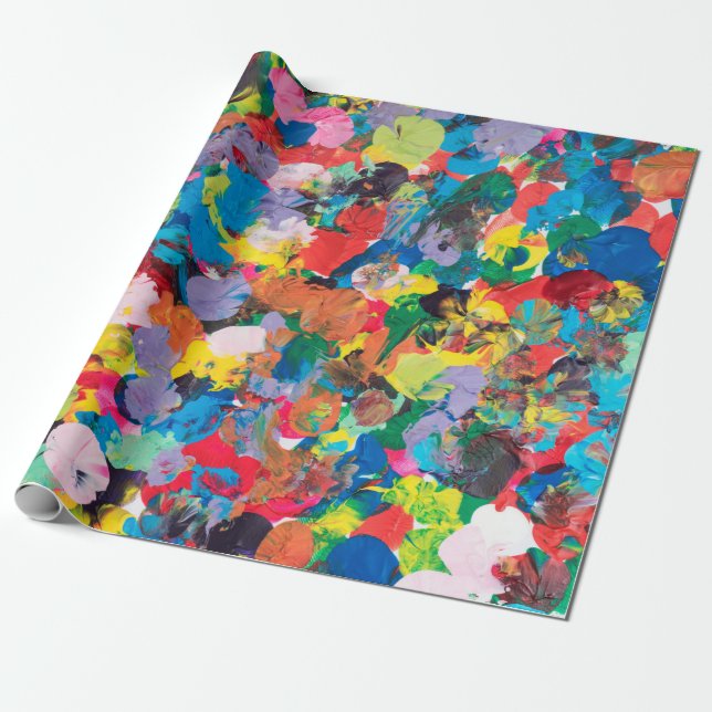 multicolor stained background made with paintbrush wrapping paper (Unrolled)