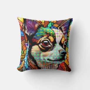 Multicolor Stained Glass Chihuahua Dog 171 Cushion