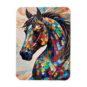 Multicolor Stained Glass Mosaic Horse 15 Magnet