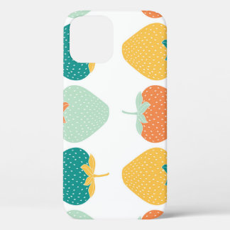 Multicolor Strawberries: Vintage Fruit Pattern. iPhone 12 Case