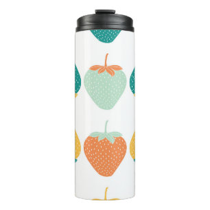 Multicolor Strawberries: Vintage Fruit Pattern. Thermal Tumbler