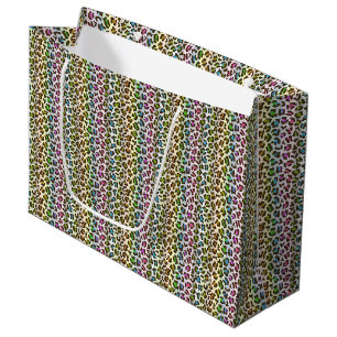 multicolor strip tinted leopard pattern large gift bag