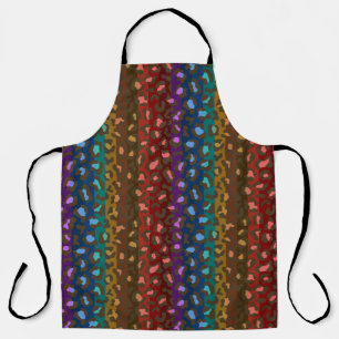 multicolor strip tinted leopard skin pattern apron
