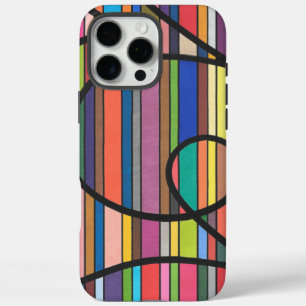 Multicolor Striped Abstract Flowing Black Curves iPhone 16 Pro Max Case