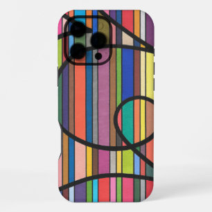 Multicolor Striped Abstract Flowing Black Curves iPhone 16 Pro Max Case