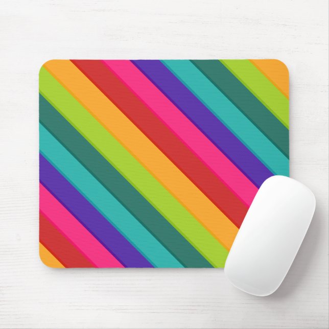 Multicolor Striped Mouse Pad (With Mouse)