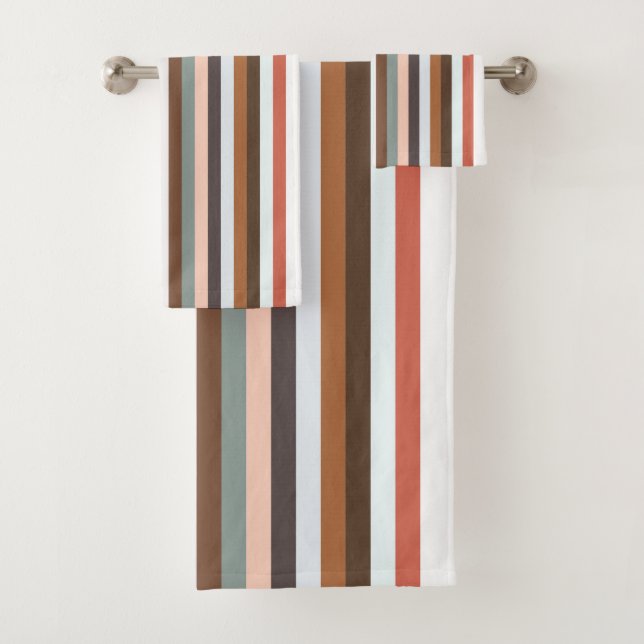 Multicolor Striped Pattern  Bath Towel Set (Insitu)