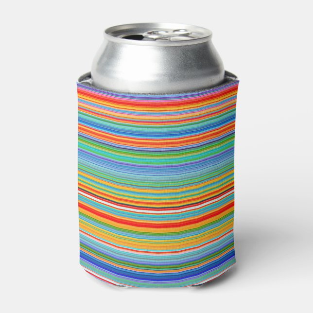 Multicolor Striped Pattern Can Cooler (Can Front)
