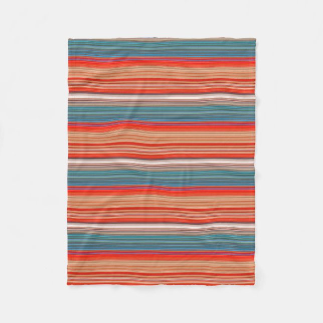 Multicolor Striped Pattern Fleece Blanket (Front)