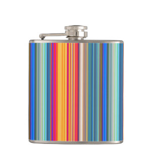 Multicolor Striped Pattern Hip Flask
