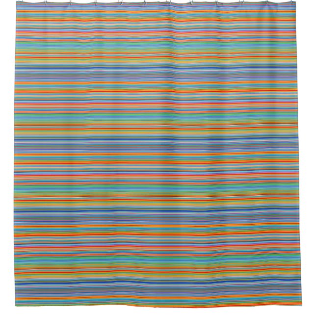 Multicolor Striped Pattern Shower Curtain (Front)