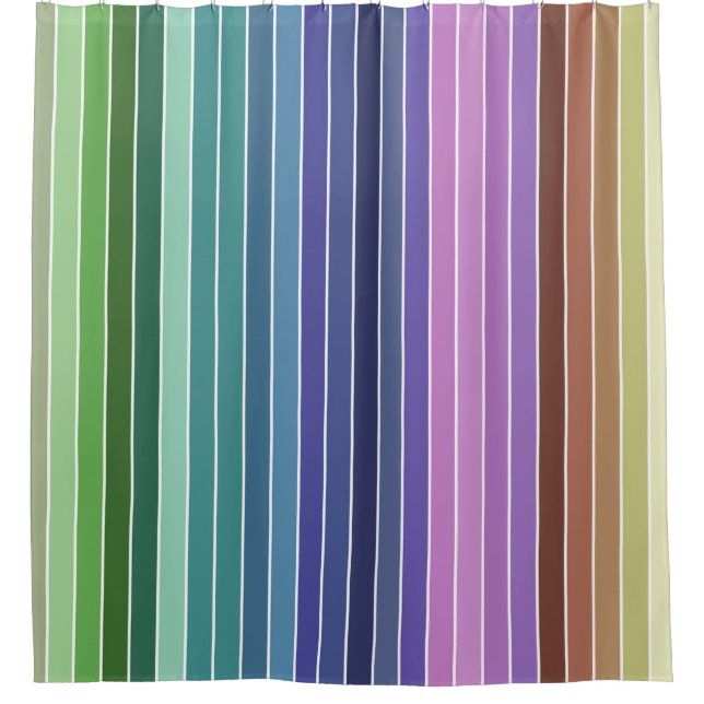 Multicolor Striped Pattern Shower Curtain (Front)