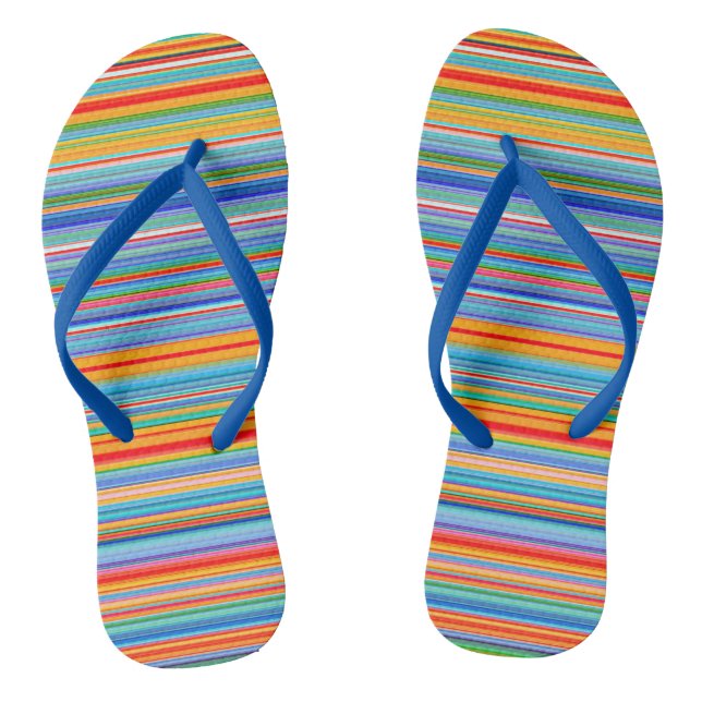 Multicolor Striped Pattern Thongs (Footbed)