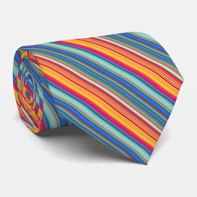 Multicolor Striped Pattern Tie (Rolled)