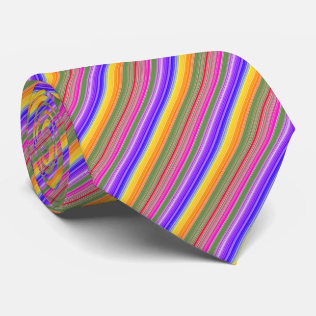 Multicolor Striped Pattern Tie (Rolled)