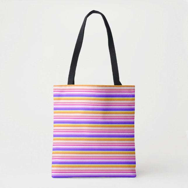 Multicolor Striped Pattern Tote Bag (Front)