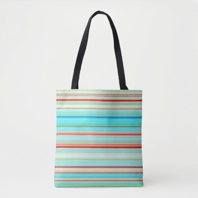 Multicolor Striped Pattern Tote Bag (Front)