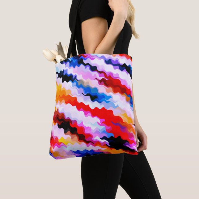 Multicolor Striped Pattern Tote Bag (Close Up)