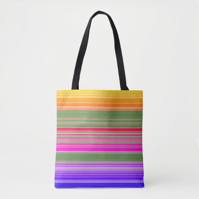 Multicolor Striped Pattern Tote Bag (Front)