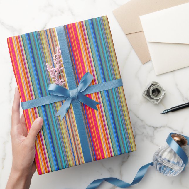 Multicolor Striped Pattern Wrapping Paper (Gifting)