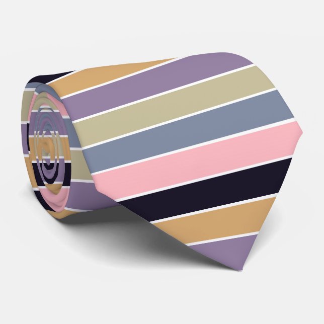 Multicolor Stripes Modern Pattern Tie (Rolled)