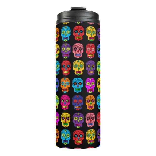 Multicolor Sugar Skulls Thermal Tumbler (Front)