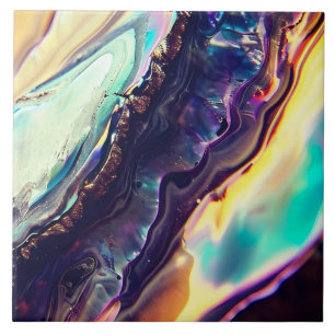 Multicolor Swirling Stripes of Igneous Rock Ceramic Tile