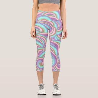 Multicolor Swirls Pattern Capri Leggings