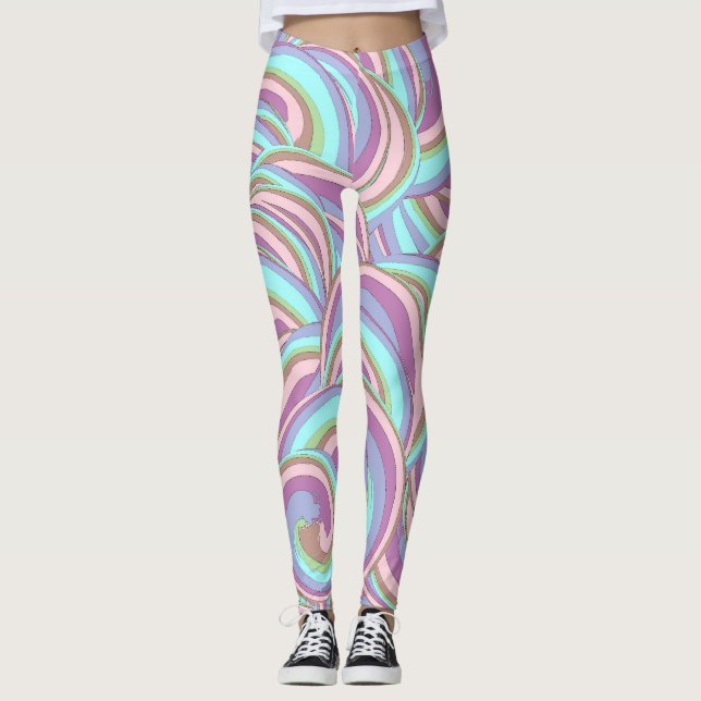 Multicolor Swirls Pattern Leggings (Front)
