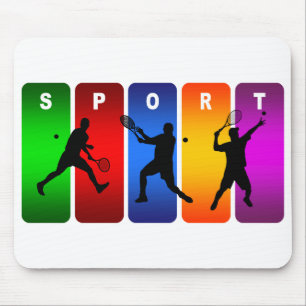 Multicolor Tennis Emblem (Male) Mouse Pad