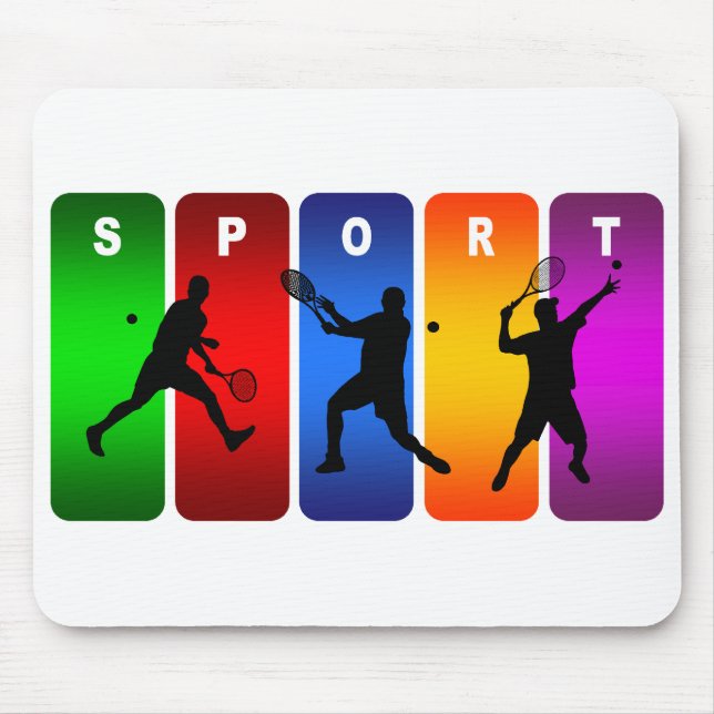 Multicolor Tennis Emblem (Male) Mouse Pad (Front)